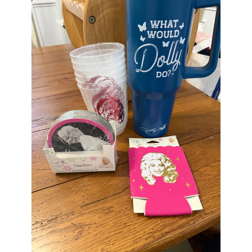 Dolly Parton "What Would‎ Dolly Do" Tumbler 40oz Coasters Cups Can Cooler Set